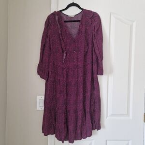 Purple Textured Knit Cardigan Dress